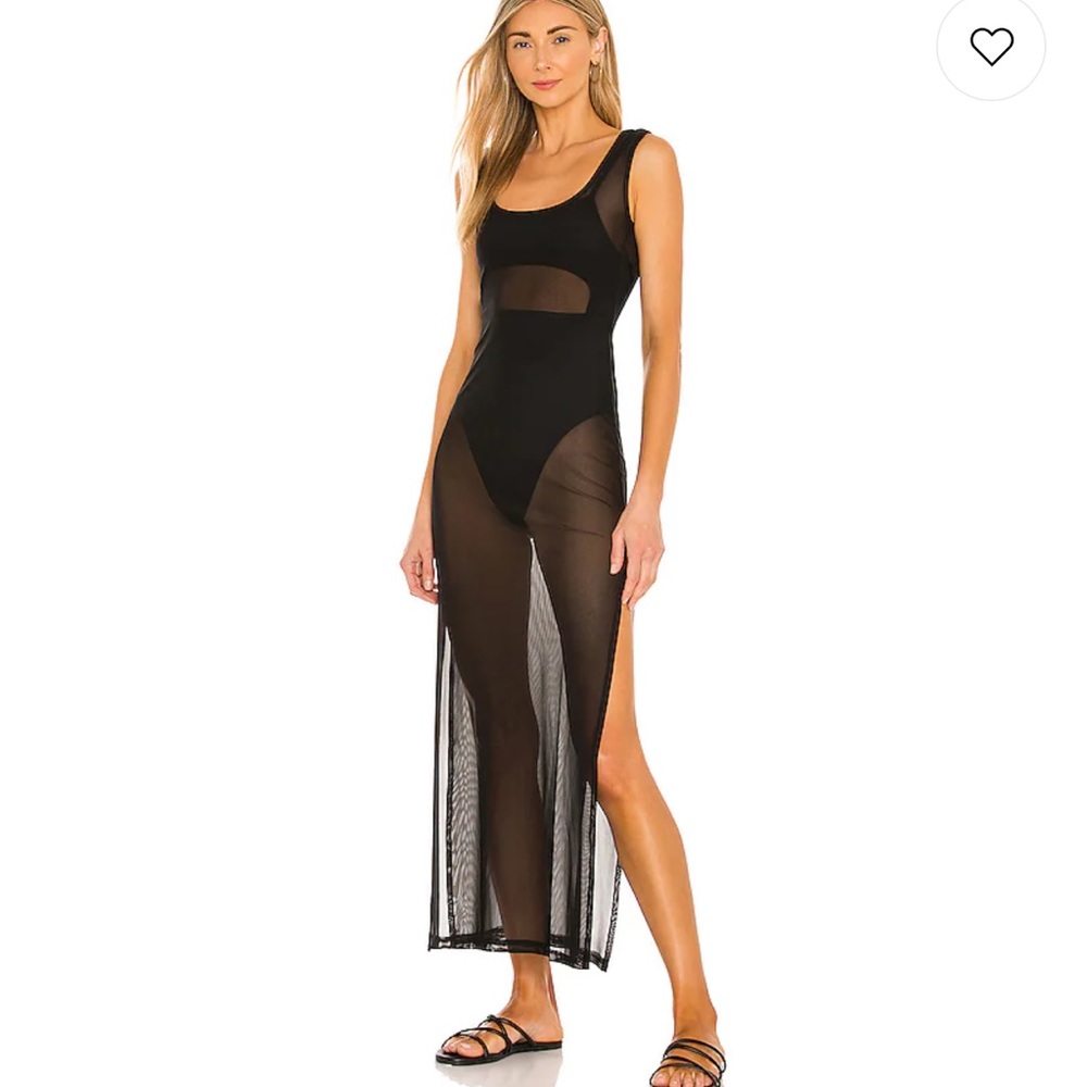 OW intimates black mesh coverup midi dress